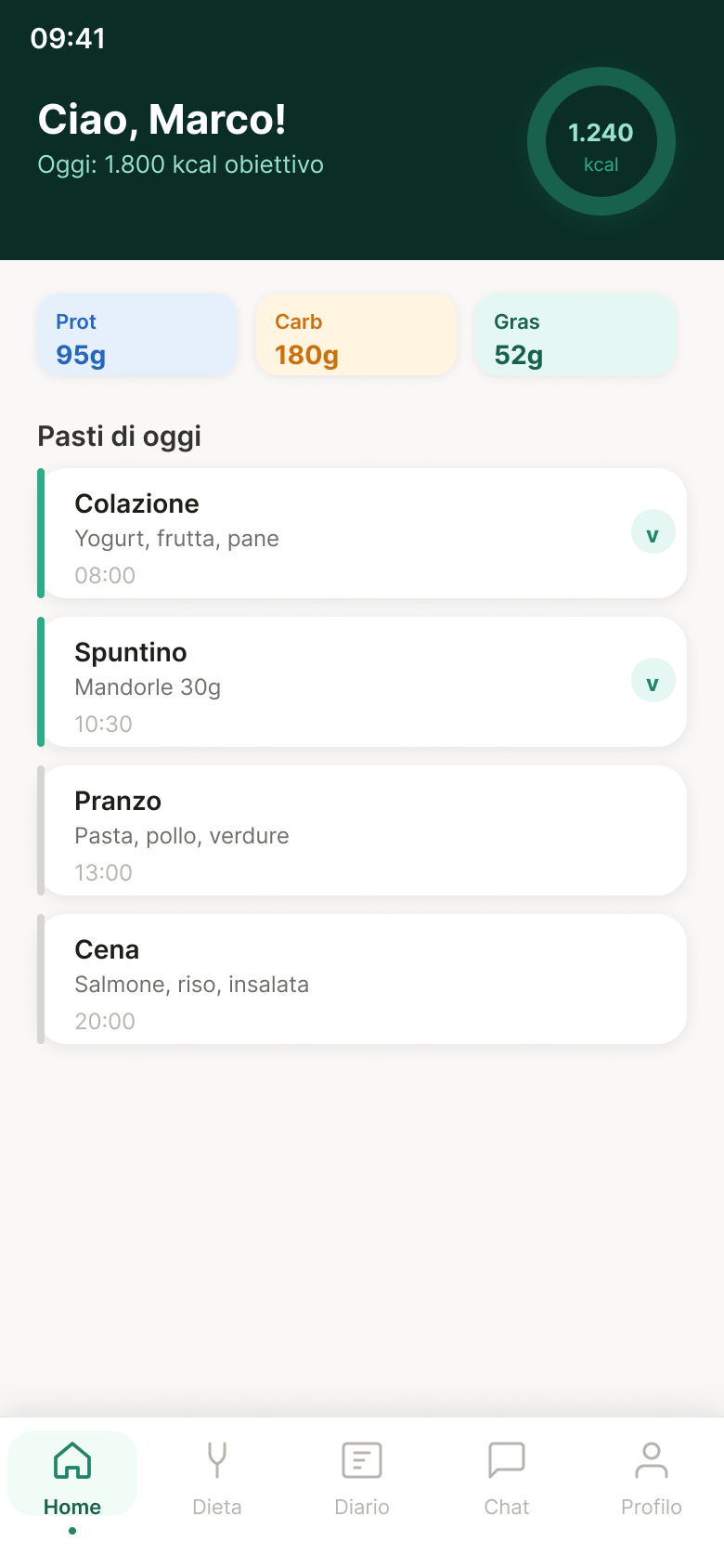 NutriApp v1 home