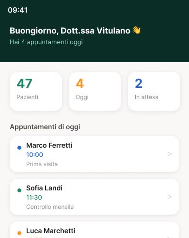 NutriApp dashboard